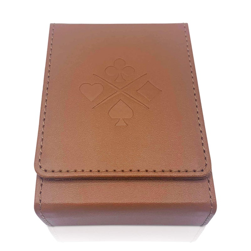 Luck Lab Single Deck Leather Playing Card Case/Holder - Fits Poker and Bridge size cards (Brown) - Image 2